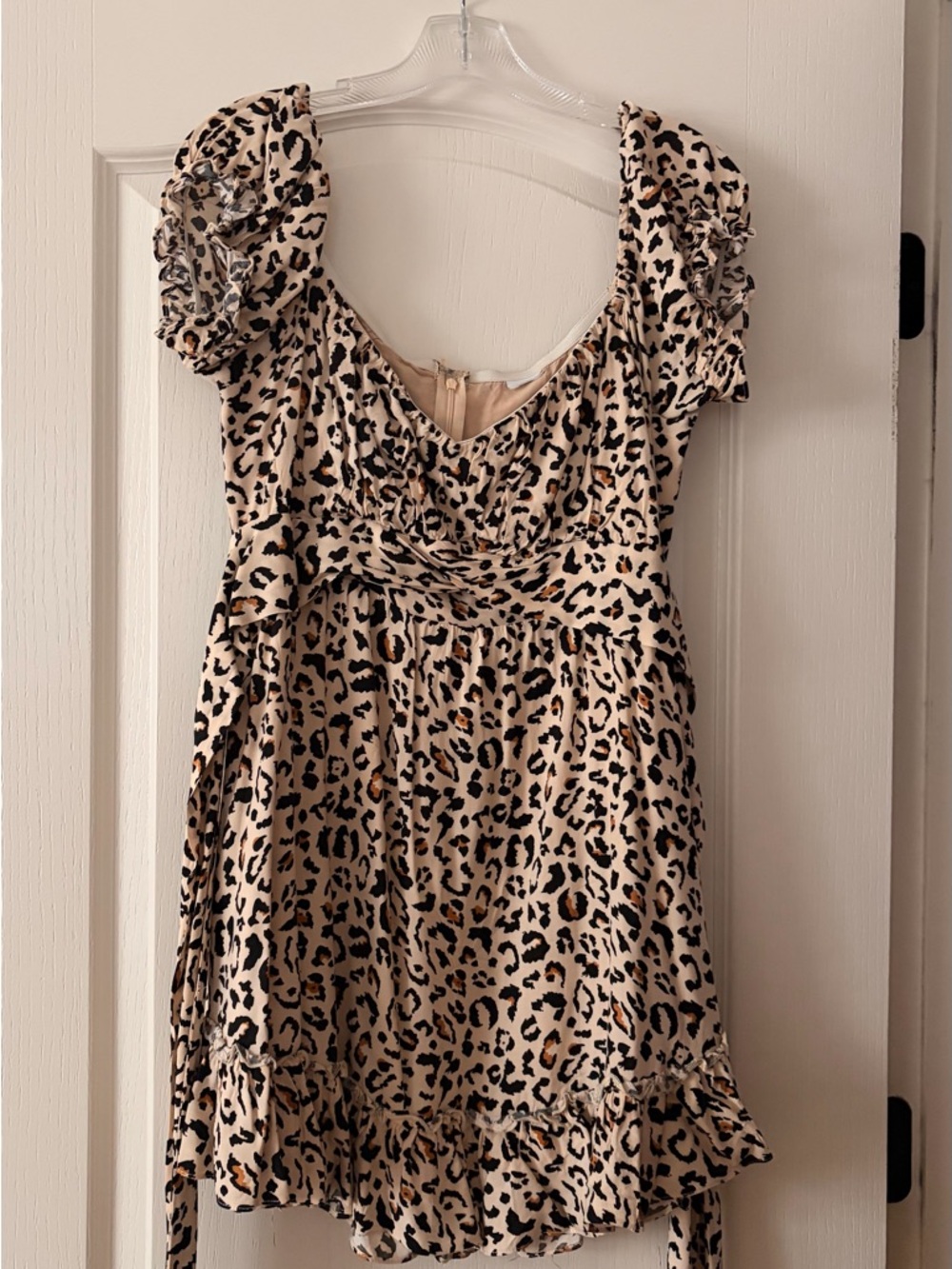 Selfie Leslie Beige Leopard Off-Shoulder Mini Dress - Picture 3 of 3
